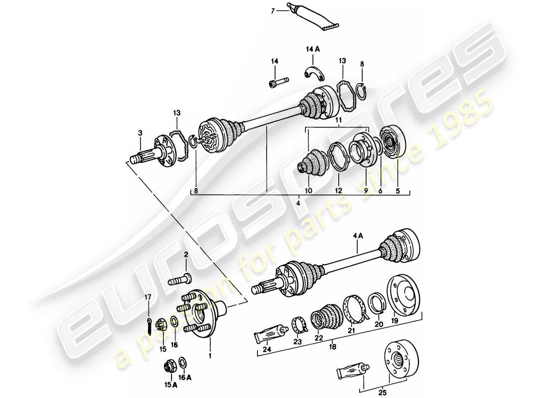 porsche 1986 (911) drive shaft part diagram
