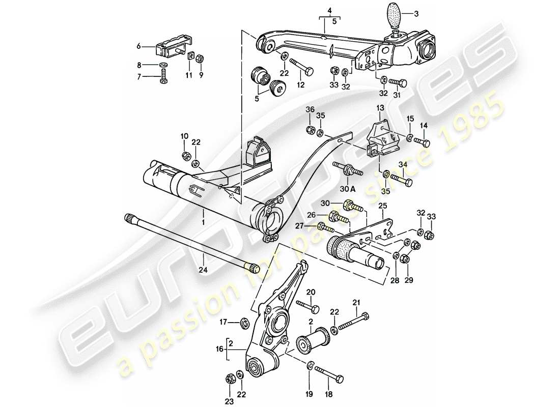 porsche 1982 (944) rear axle carrier - trailing arm parts diagram