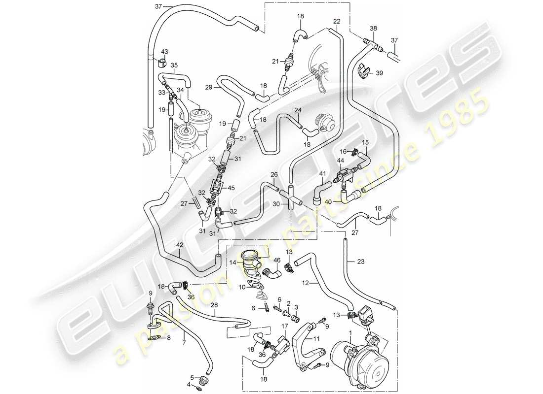 porsche 2004 (996 turbo / gt2) air injection part diagram