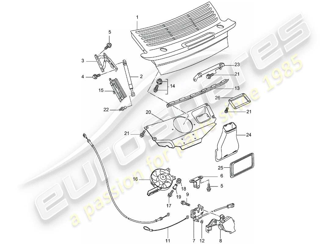 porsche 2002 (996 turbo / gt2) cover parts diagram