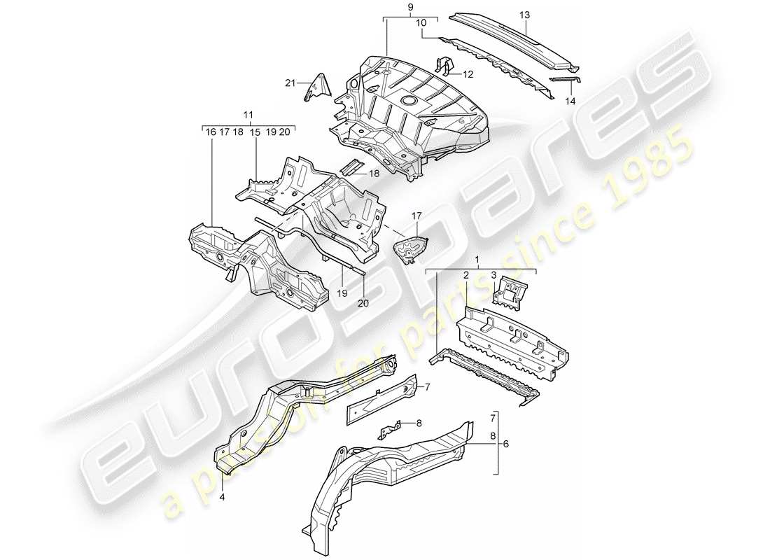 porsche 2001 (996 turbo / gt2) rear end part diagram