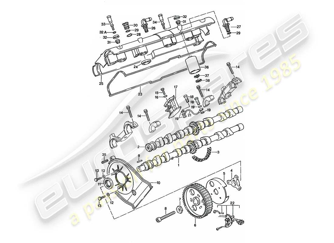 porsche 1993 (928) camshaft - repair set for maintenance - see illustration: part diagram
