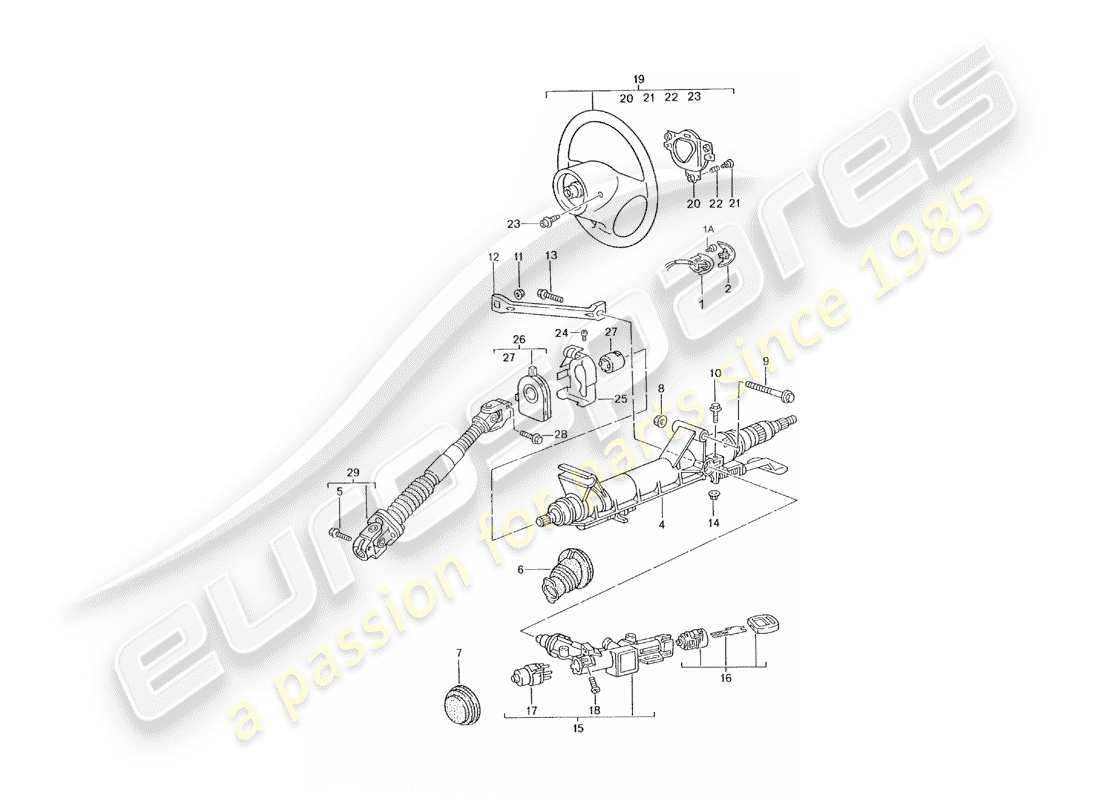 porsche 996 t/gt2 (2002) steering protective pipe - intermediate steering shaft - steering wheels parts diagram