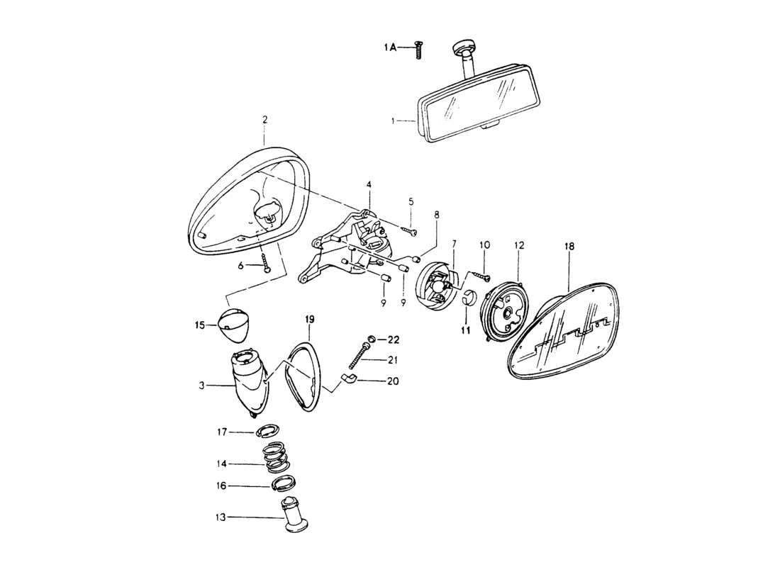 porsche 1994 (964) rear view mirror inner - rear view mirror - rear view mirror part diagram