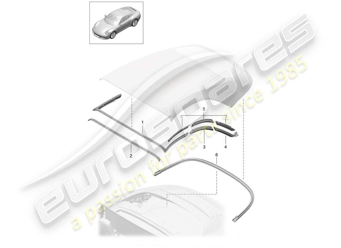 porsche 2018 (991-2) convertible top parts diagram