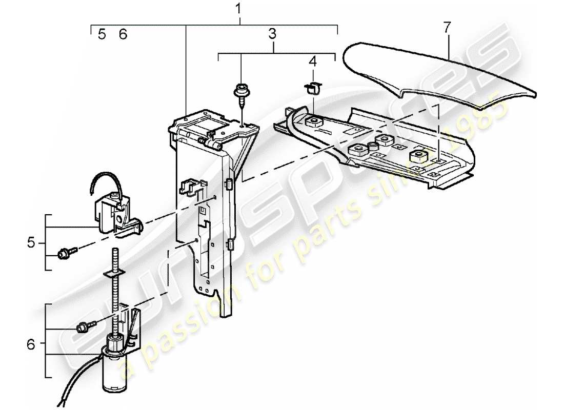 porsche 2005 (996 turbo / gt2) flap - folding top parts diagram