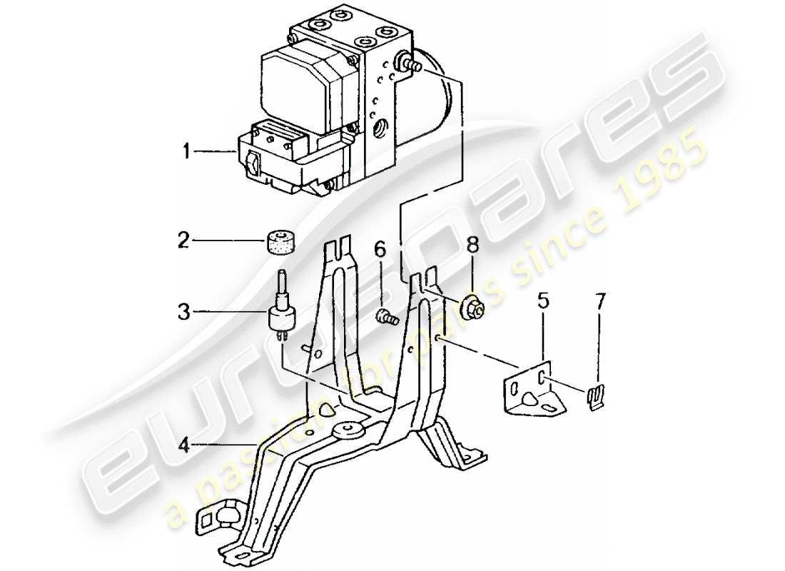 porsche 2004 (996 gt3) hydraulic unit - anti-locking brake syst. -abs- - d >> - mj 2002 part diagram