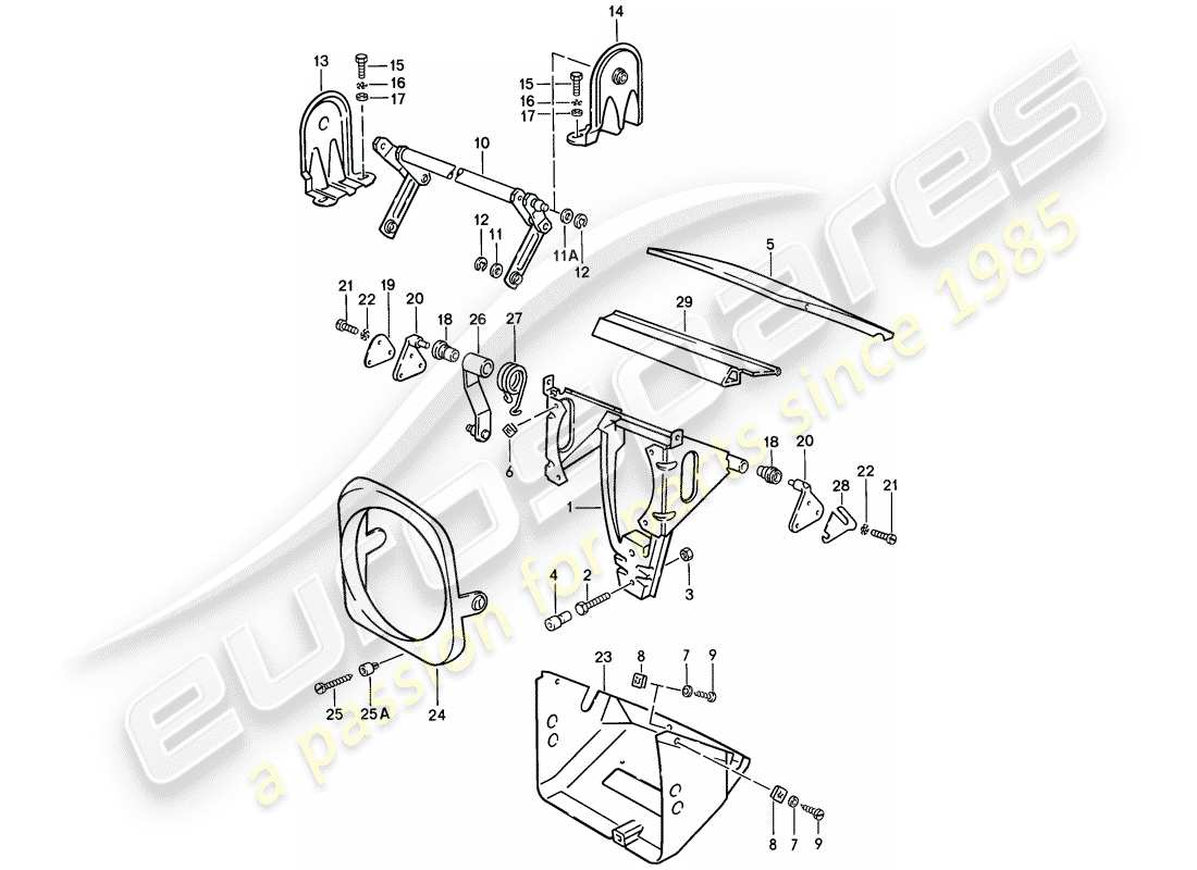 porsche 1983 (944) pop-up headlight parts diagram