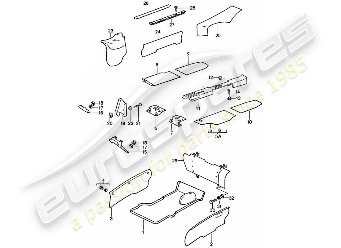 porsche 911 (1978) interior equipment parts diagram