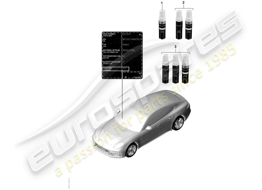 porsche 2020 (panamera 971-1) paint touch-up stick parts diagram