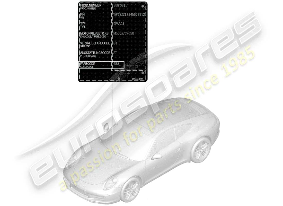 porsche 2012 (991-1) paint touch-up stick part diagram