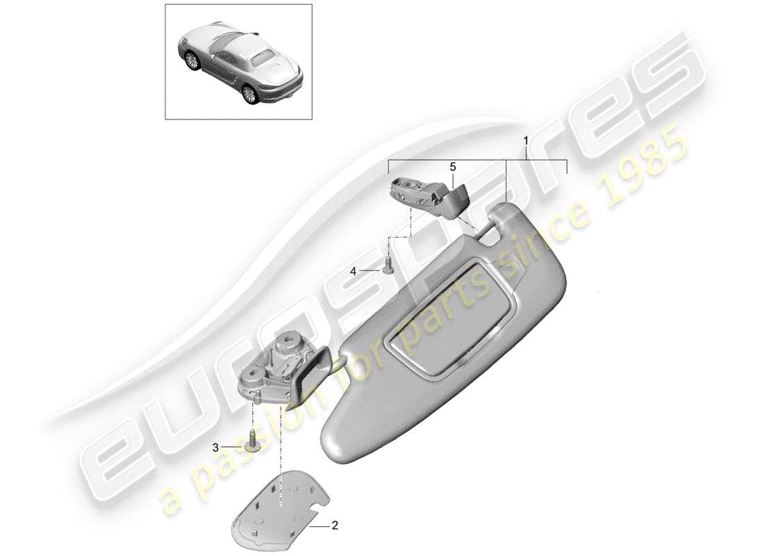 porsche 2019 (718 boxster) sun vizors part diagram