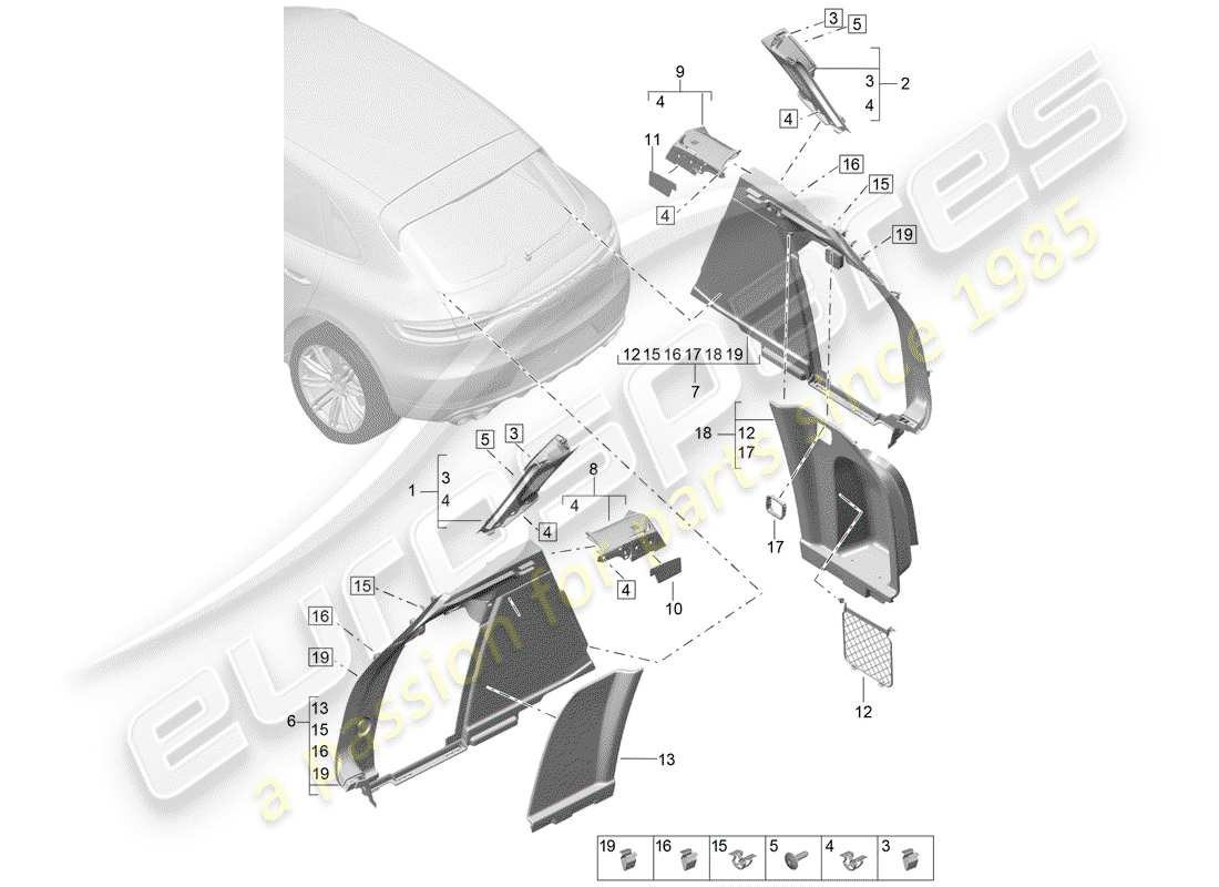 porsche 2019 (macan) lining part diagram