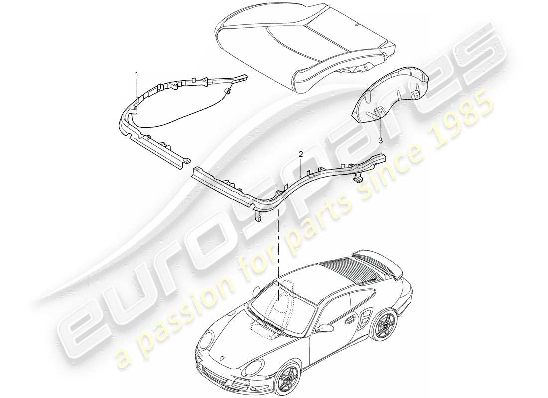 porsche 2009 997-2 turbo / gt2 cushion carrier part diagram