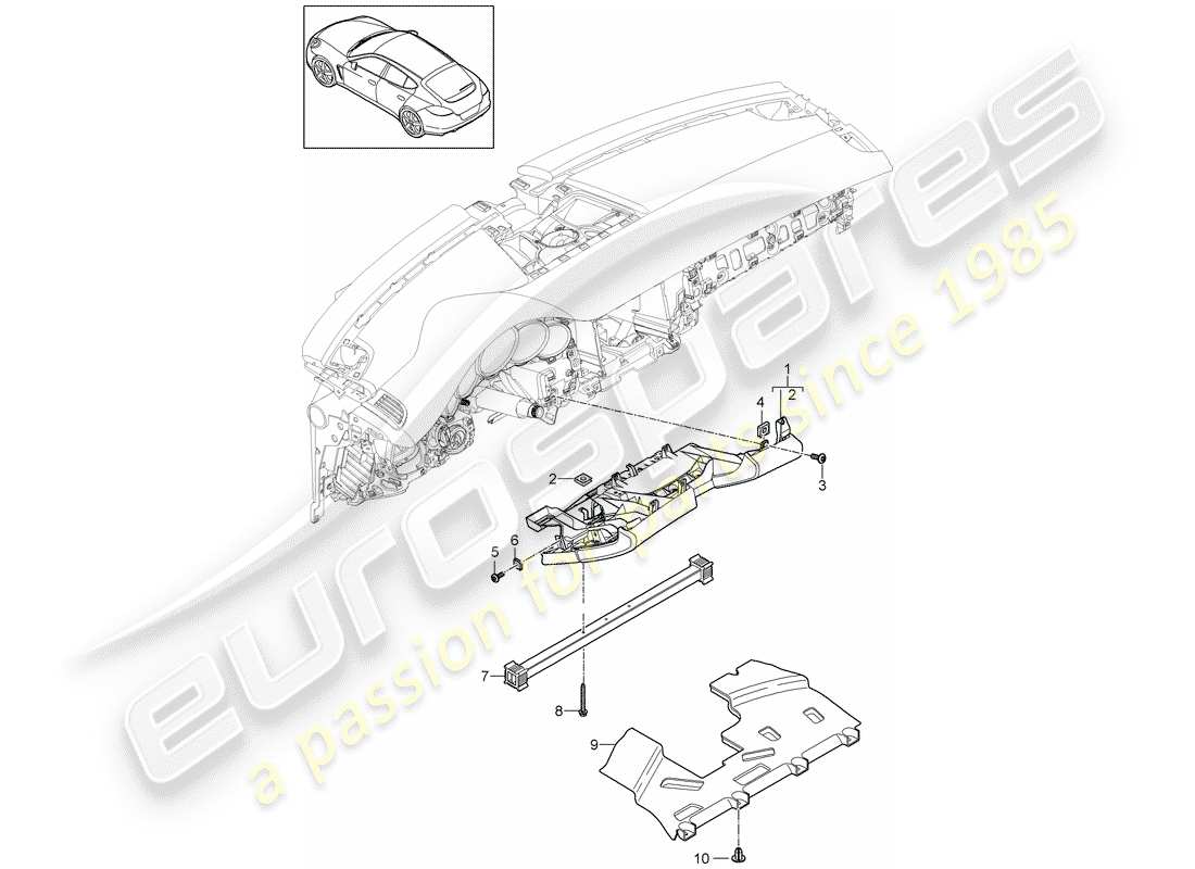 porsche 2013 (panamera 970) dash panel trim parts diagram