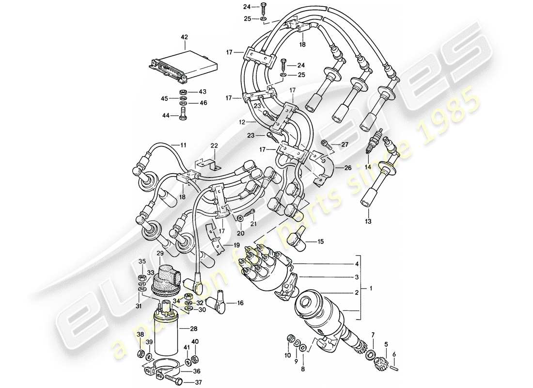 porsche 911 (1986) engine electrics 2 parts diagram