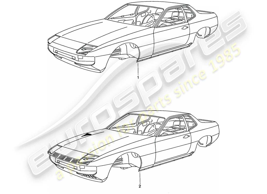 porsche 1978 (924) car body - with: - cover - fender - doors parts diagram
