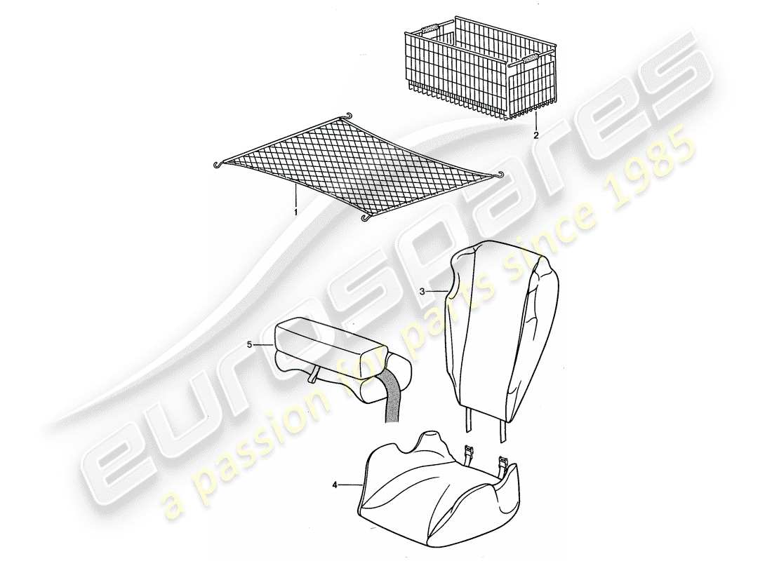 porsche 1994 (968) accessories - child seat parts diagram