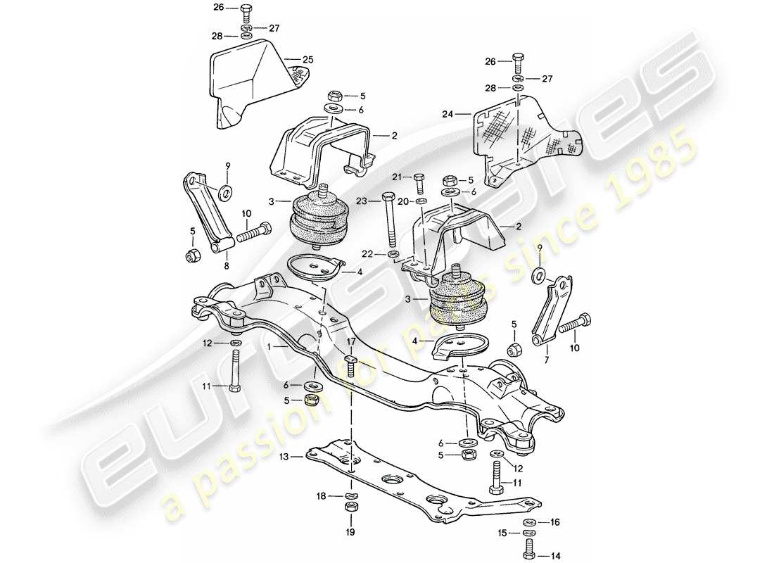 porsche 1990 (928) engine suspension part diagram