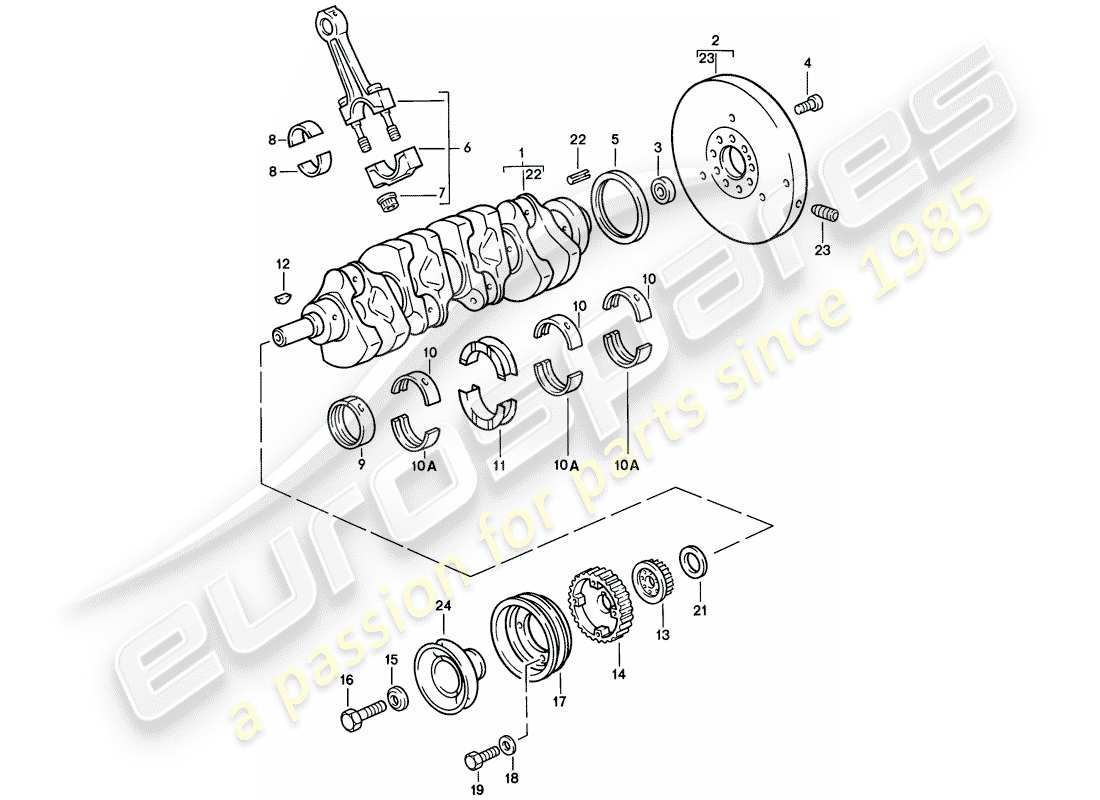 porsche 1983 (944) crankshaft - connecting rod parts diagram