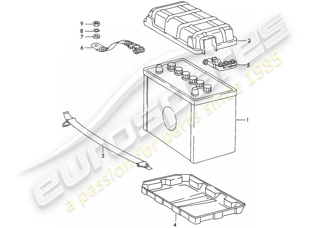 porsche 1965 (911/912) battery - d >> - mj 1968 part diagram