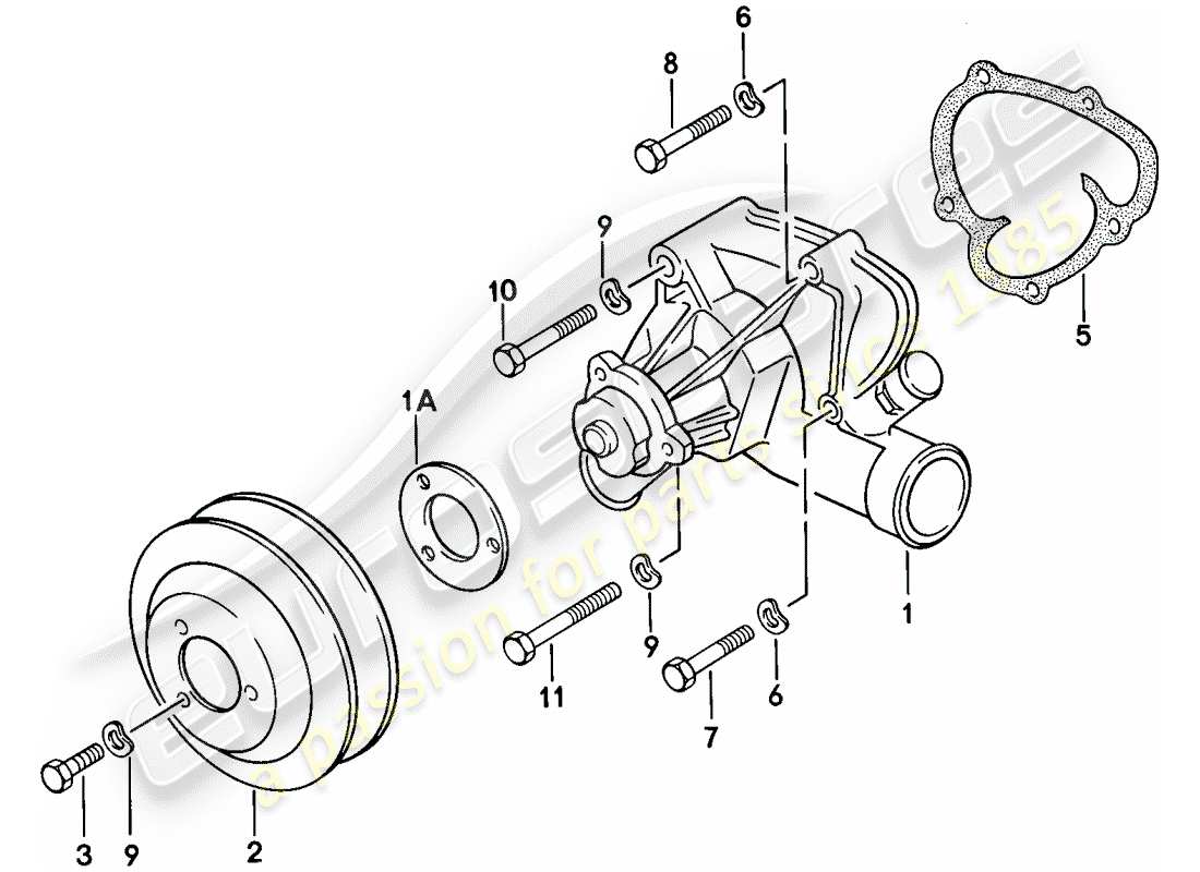 porsche 1978 (924) water pump parts diagram