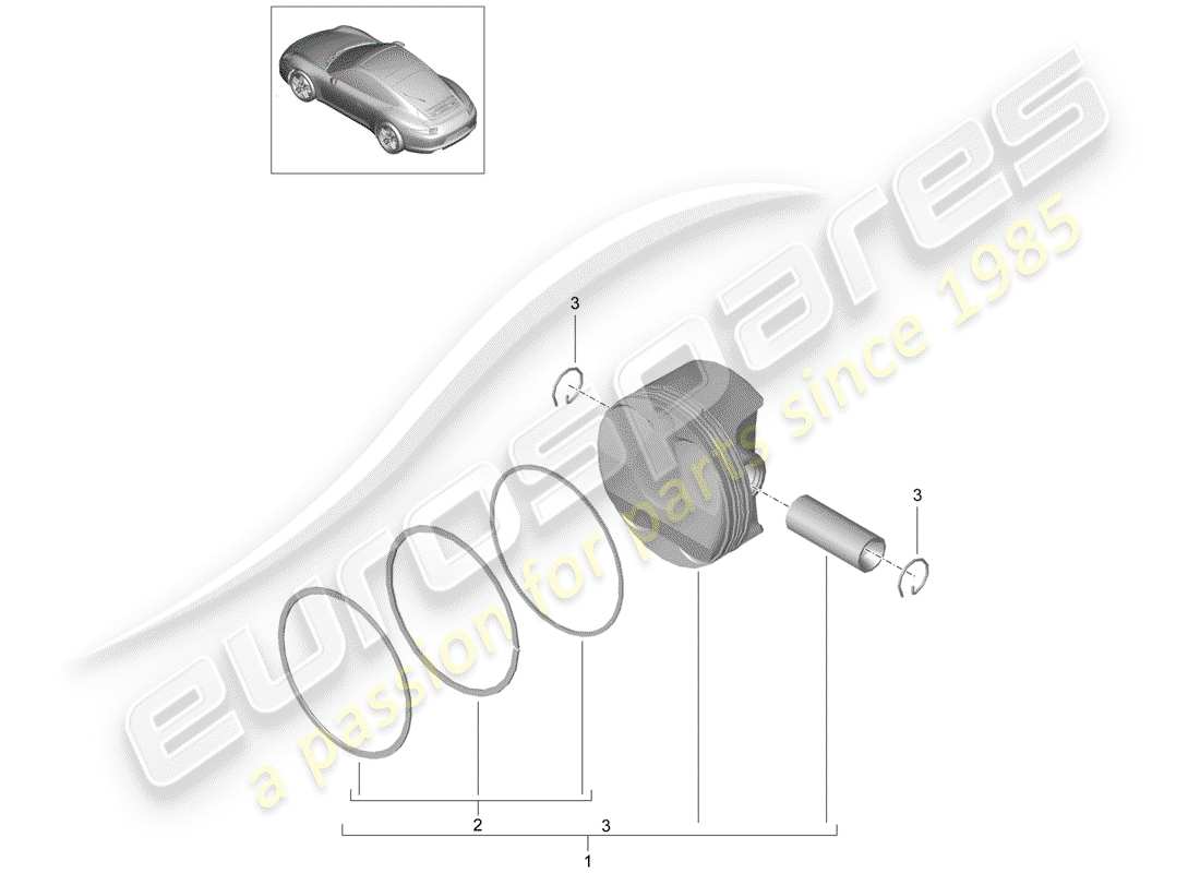 porsche 991 (2015) piston parts diagram