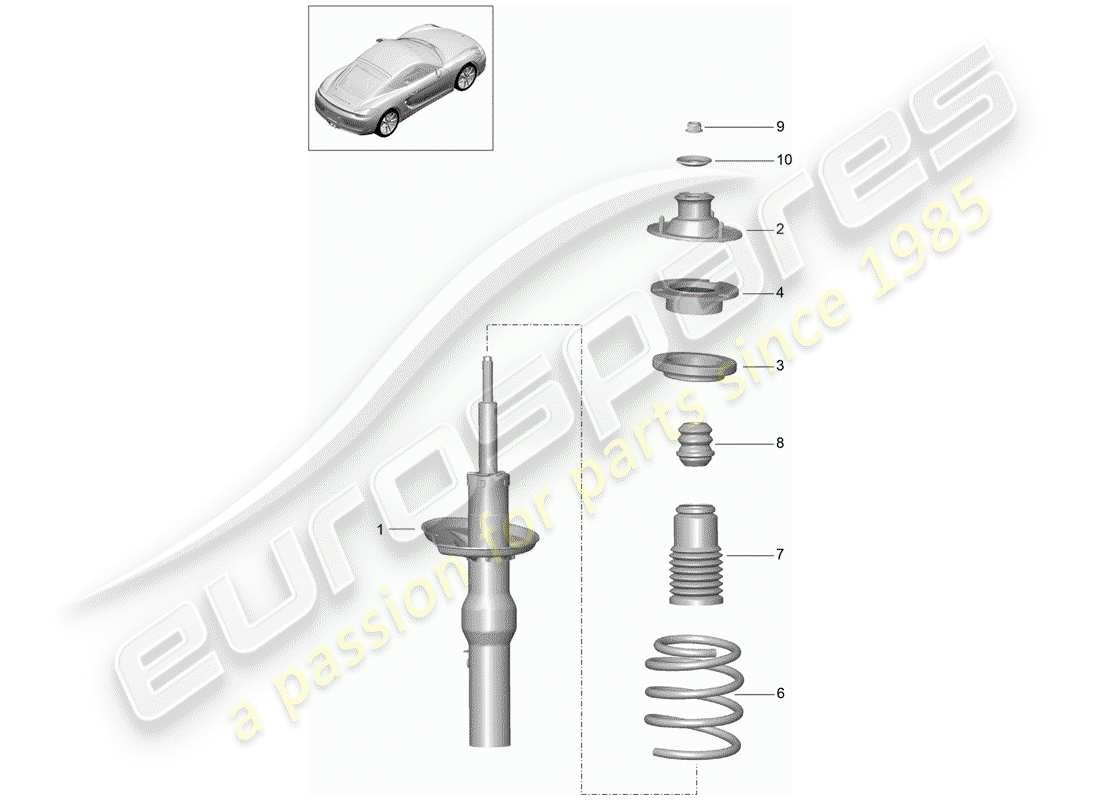 porsche 2014 (981 cayman) shock absorber parts diagram
