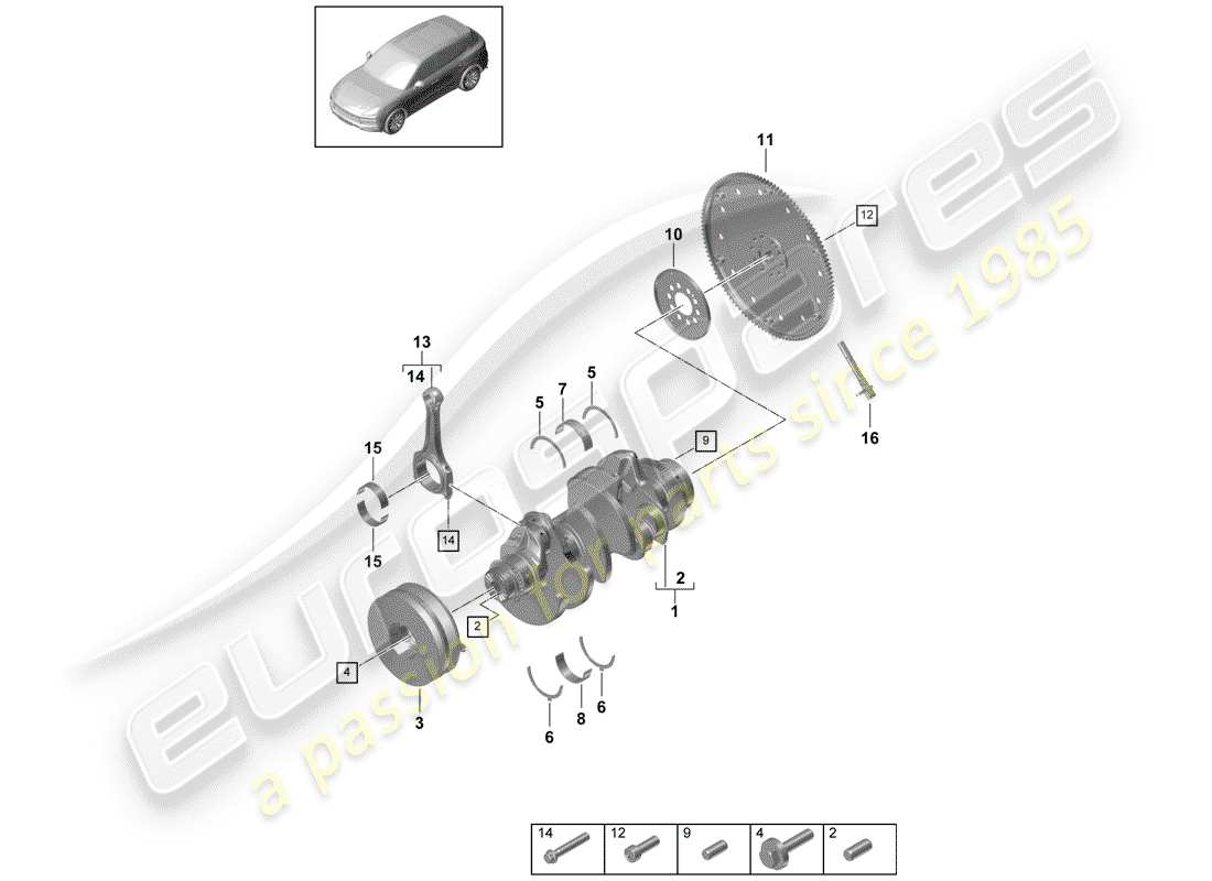 porsche 2020 (cayenne e3 9ya/9yb) crankshaft part diagram