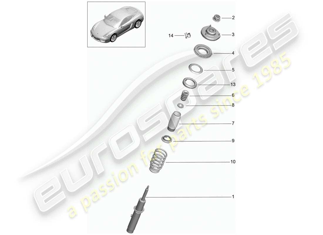 porsche 2014 (981 cayman) vibration damper parts diagram