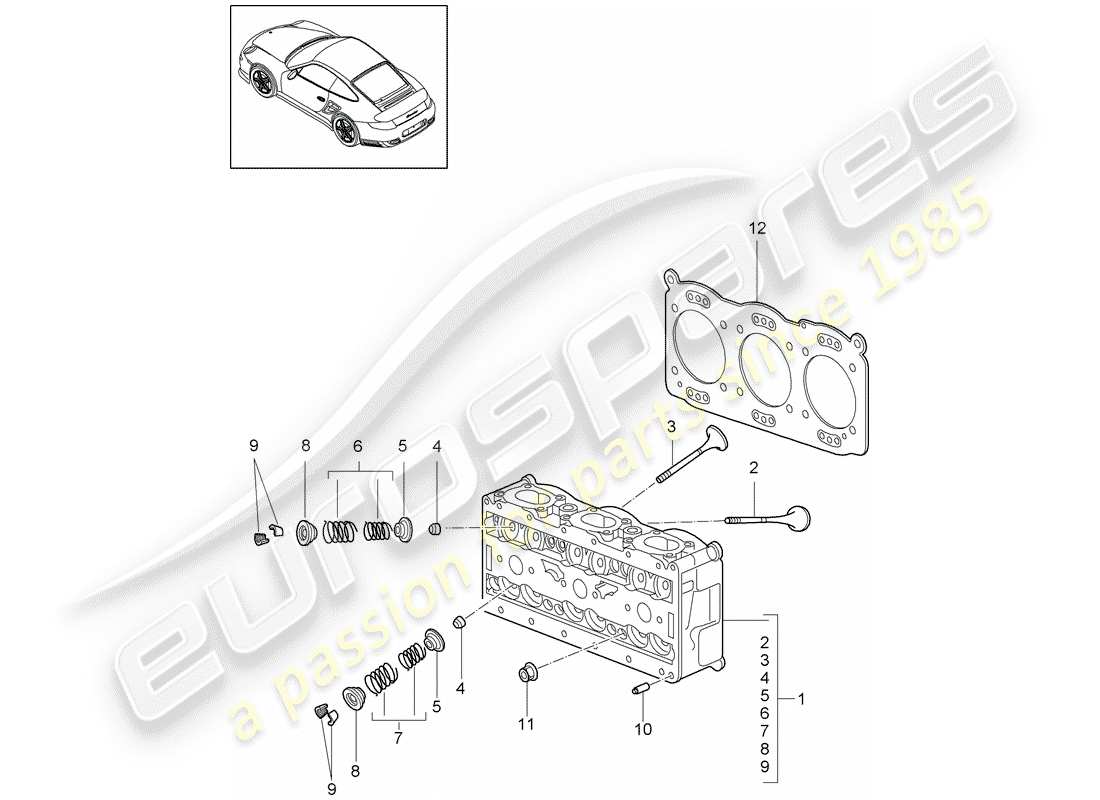 porsche 911 t/gt2rs (2013) cylinder head parts diagram
