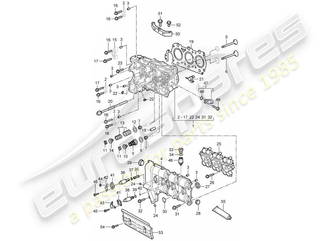 porsche 997 (2007) cylinder head parts diagram
