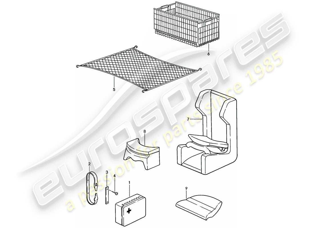 porsche 1982 (944) accessories parts diagram