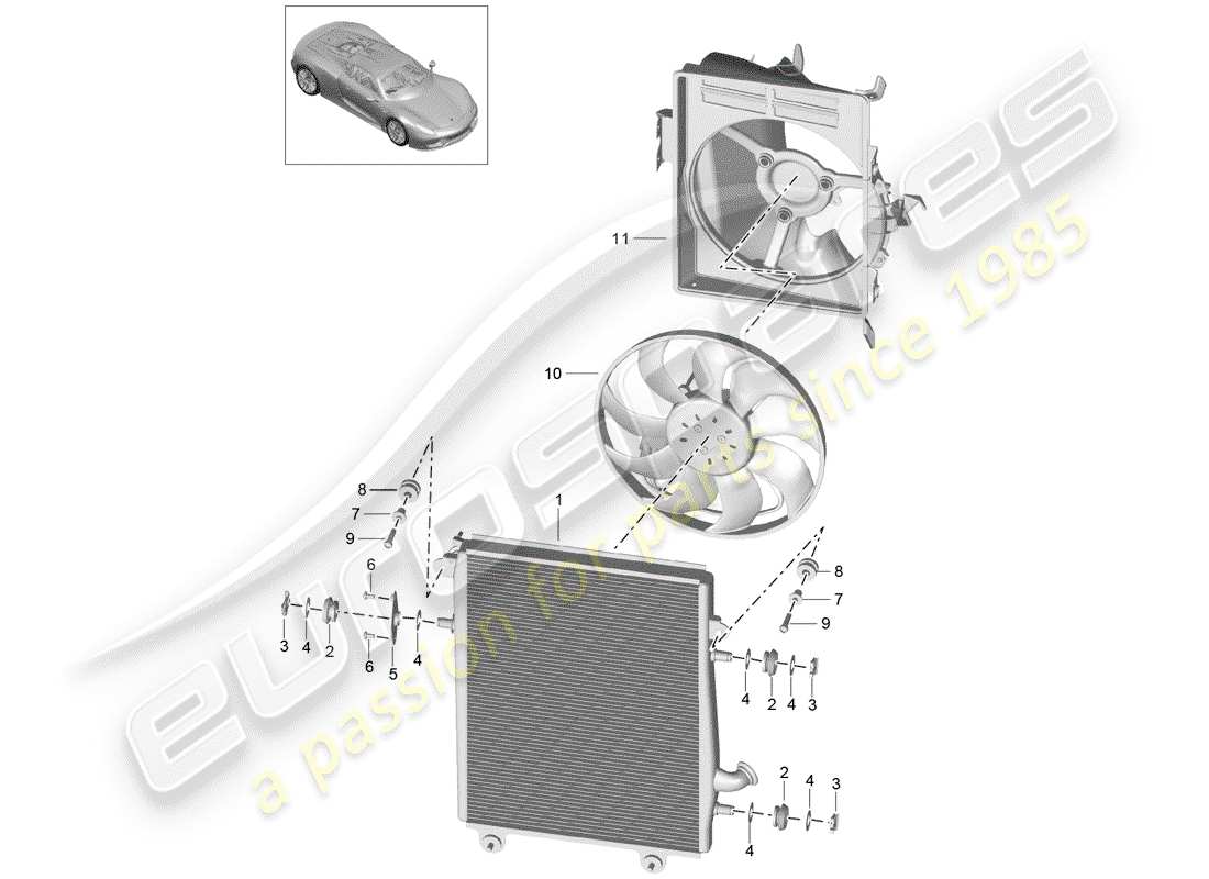 porsche 918 spyder (2015) engine lubrication part diagram