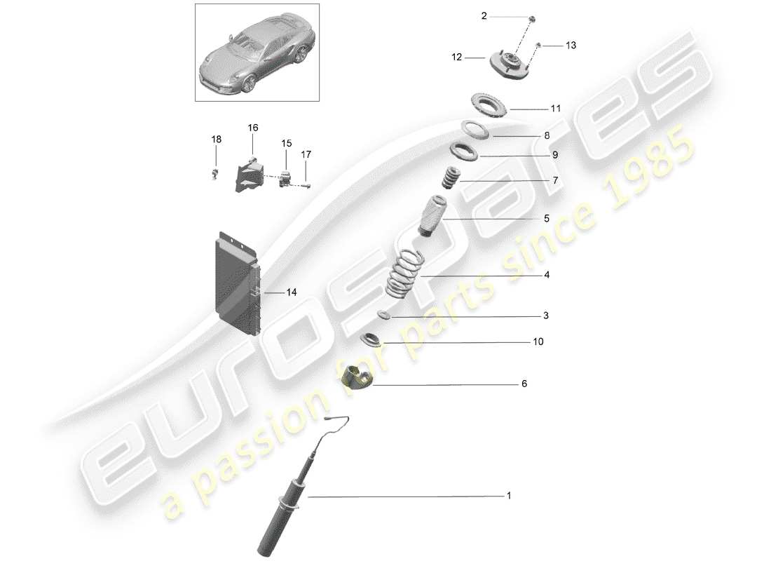 porsche 991 turbo (2014) suspension part diagram