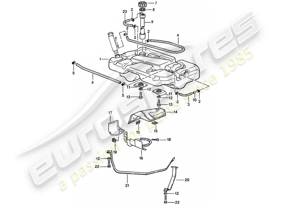 porsche 1988 (944) fuel tank parts diagram