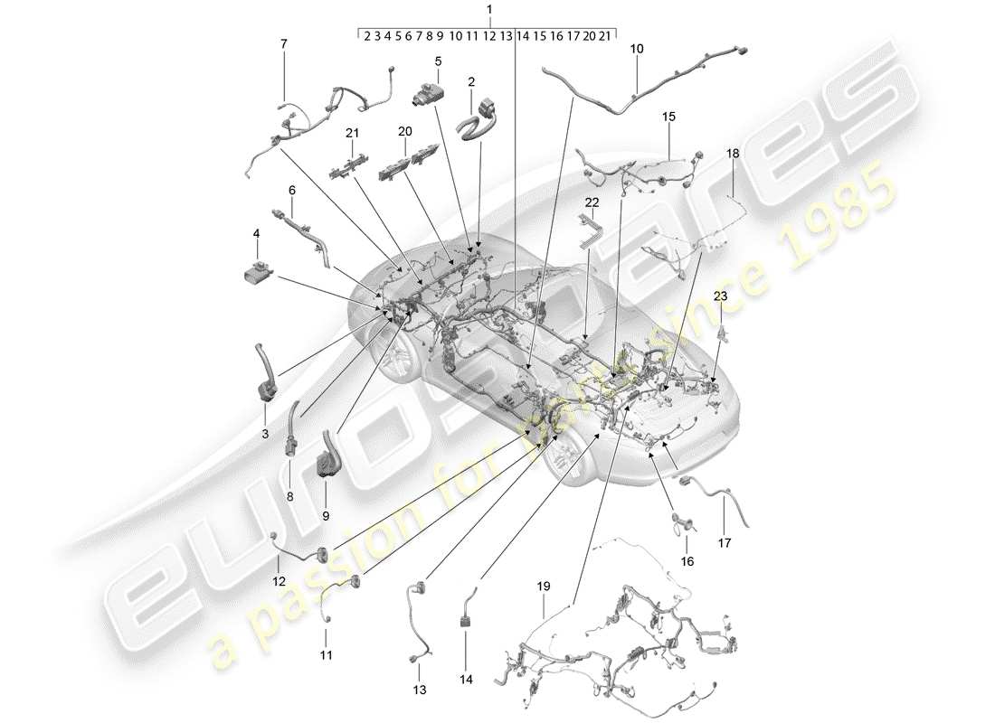 porsche 2015 (991-1) wiring harnesses part diagram