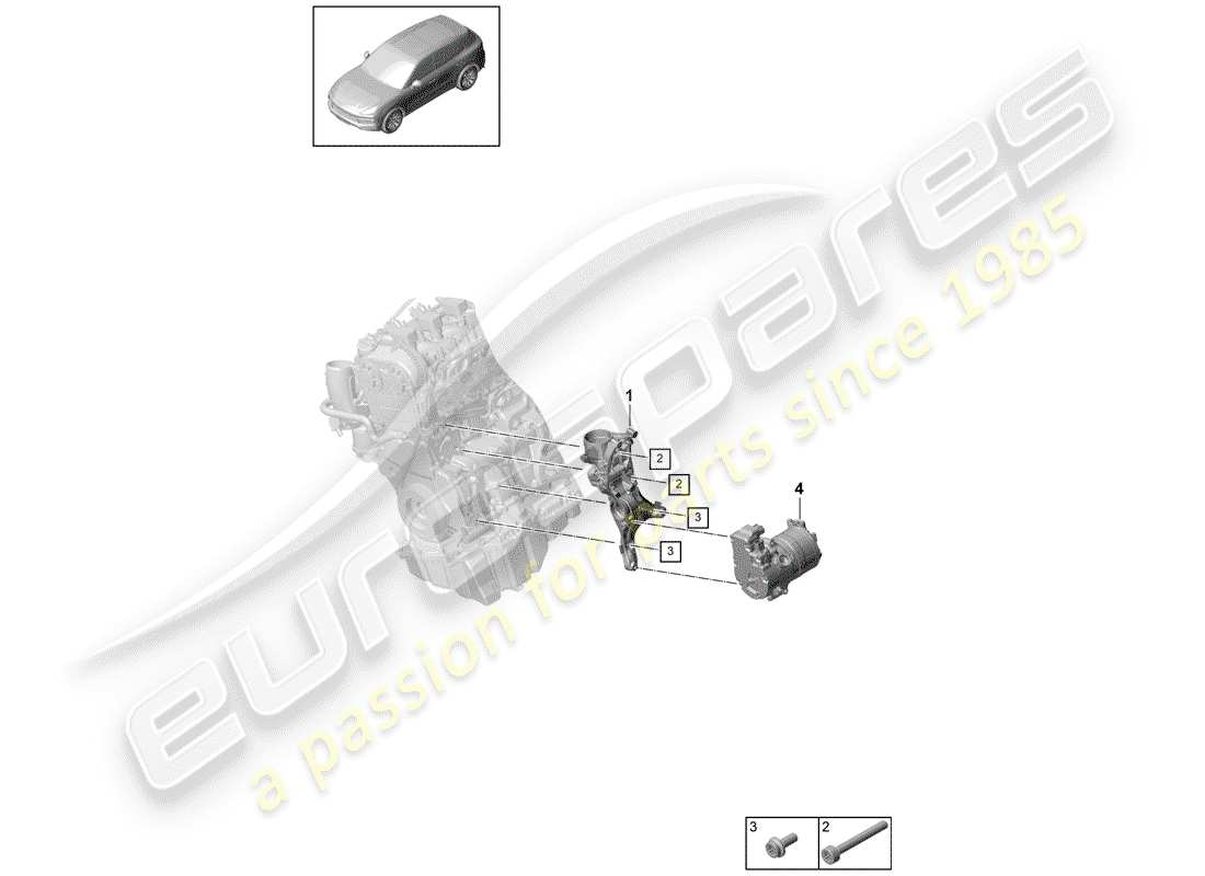 porsche 2020 (cayenne e3 9ya/9yb) v-ribbed belt part diagram