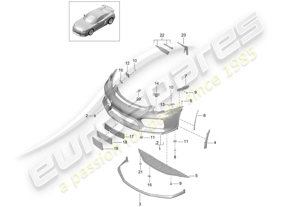 porsche 2016 (981 cayman gt4) bumper part diagram