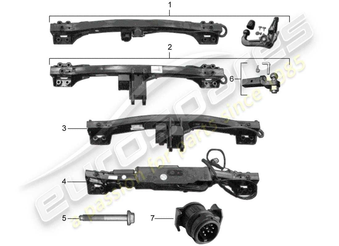 porsche 2016 (tequipment cayenne) tow hitch part diagram