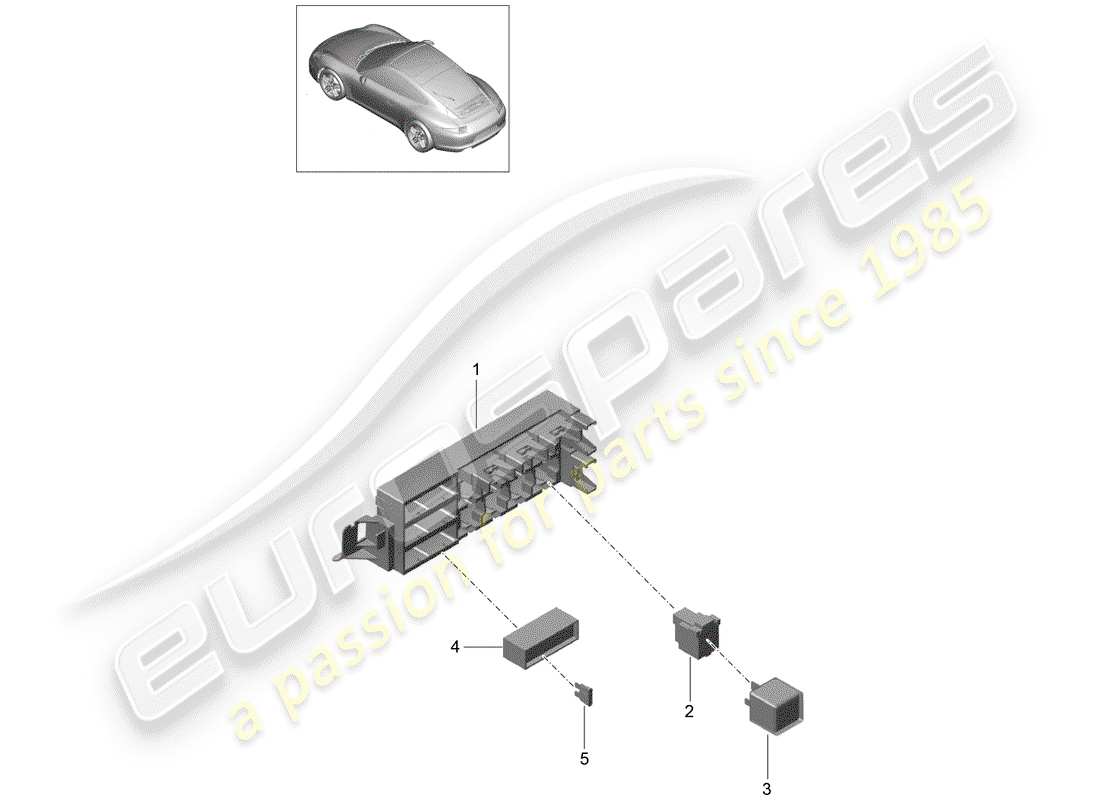 porsche 2014 (991-1) fuse box/relay plate part diagram