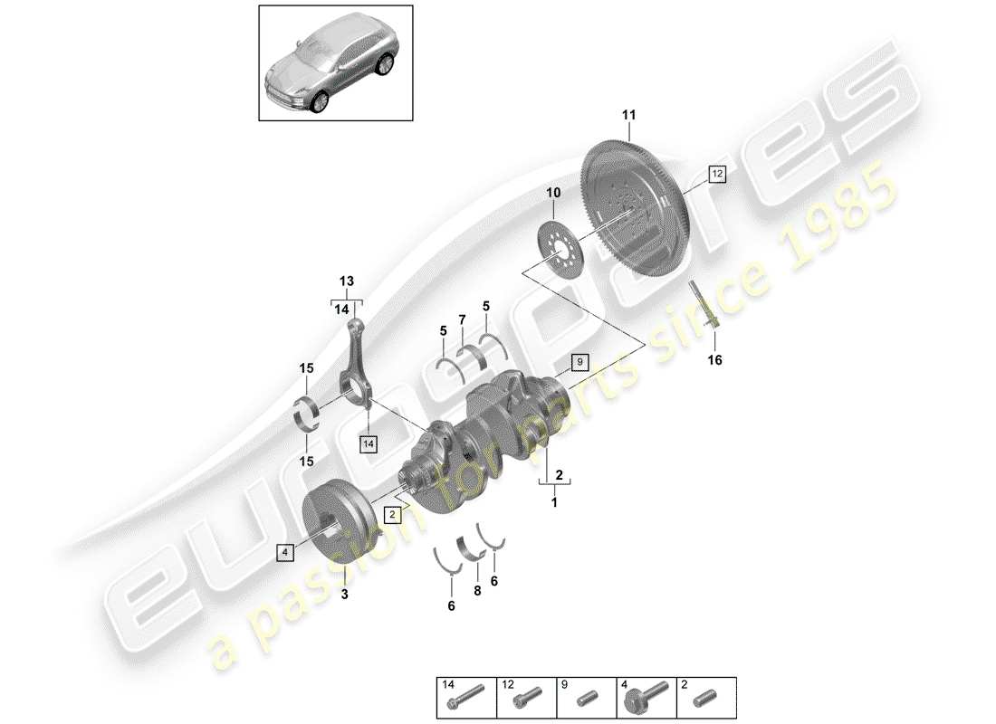 porsche 2019 (macan) crankshaft part diagram