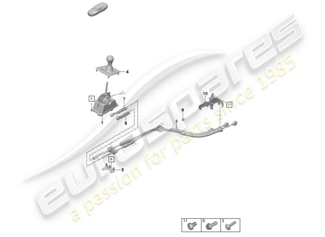 porsche 2020 (992-1) selector mechanism 7-speed manual transmission parts diagram