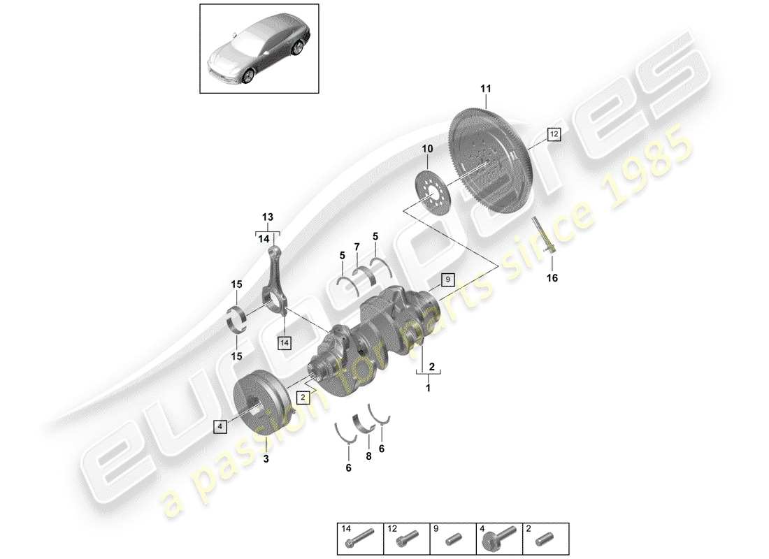 porsche 2020 (panamera 971-1) crankshaft parts diagram