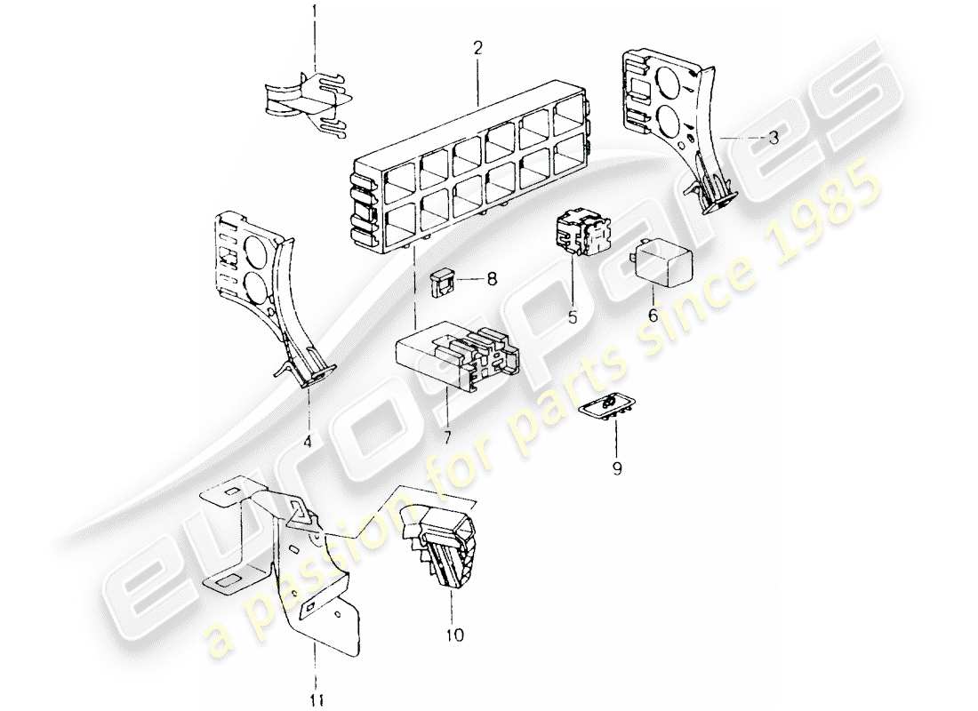 porsche 1999 (986 boxster) fuse box/relay plate parts diagram