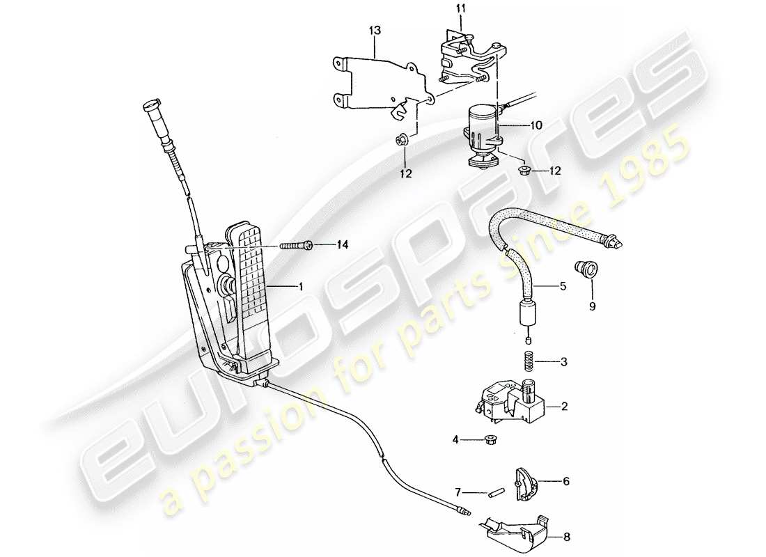porsche 2001 (986 boxster) brake and acc. pedal assembly - throttle control part diagram