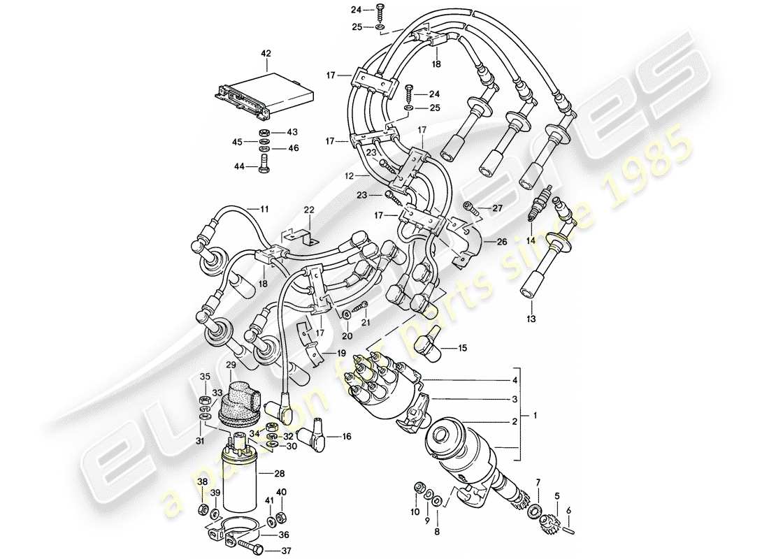 porsche 1985 (911) engine electrics 2 part diagram