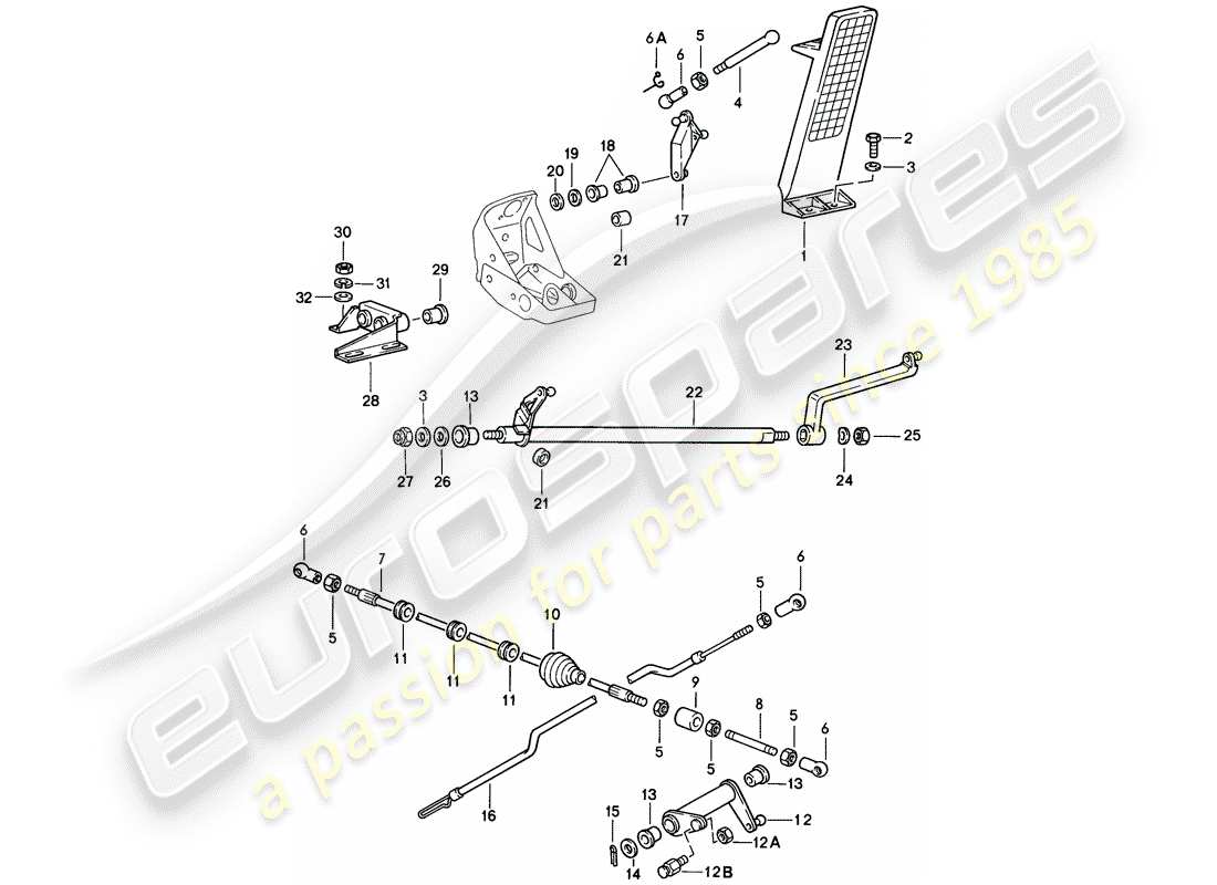 porsche 1987 (911) pedals - for - throttle control part diagram