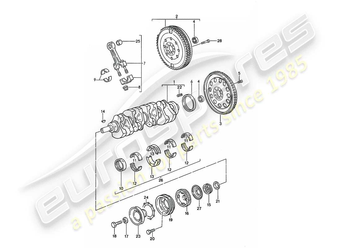 porsche 968 (1995) crankshaft - connecting rod part diagram