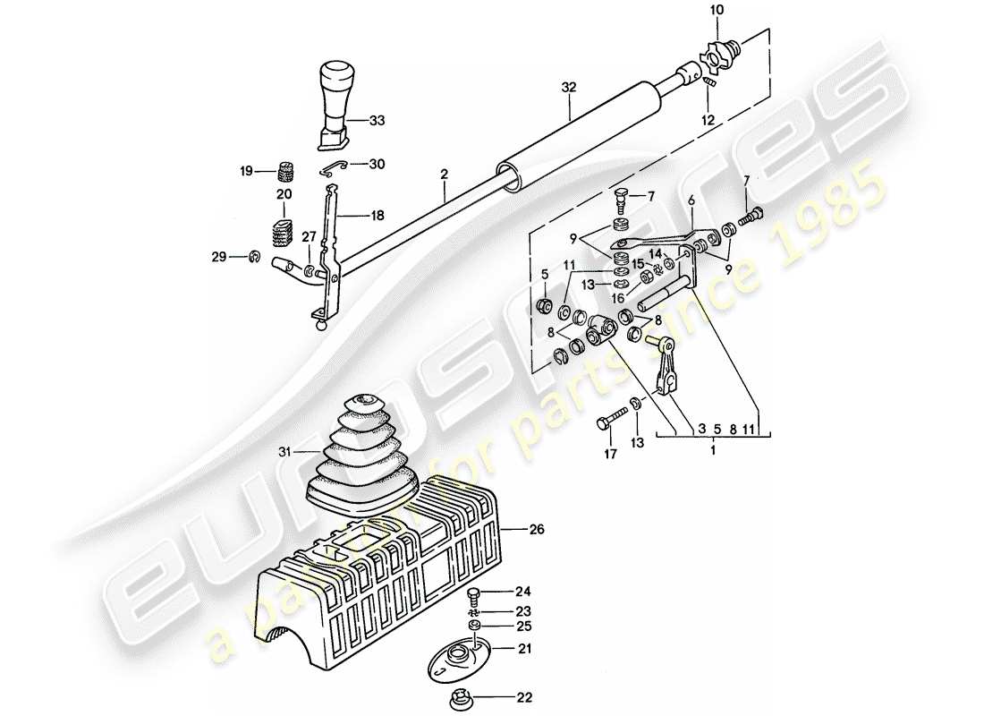 porsche 1978 (924) shift mechanism - manual gearbox parts diagram